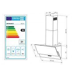 Okap kuchenny kominowy 60 cm Berdsen BT-211 czarny