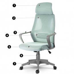 Fotel biurowy z mikrosiatką Praga - jasnoniebieski 