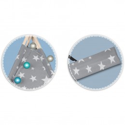 Namiot tipi dla dzieci ze światełkami Nukido - szary w gwiazdki 