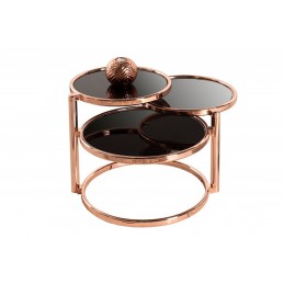 INVICTA stolik rozkładany ART DECO 3 miedziany