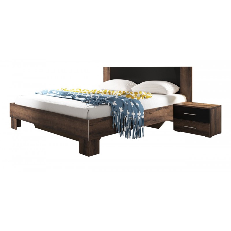 Łóżko + stoliki nocne 180x200 VERA VE52 dąb monastery / czarny