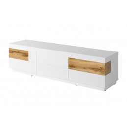 Duża komoda 6SZ SE40 SILKE biały / biały połysk - wotan dąb