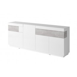Komoda 4D SE25 SILKE biały / biały połysk - colorado beton