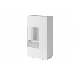 Wysoka komoda 2D1SZ Lewa SE42 SILKE biały / biały połysk - colorado beton