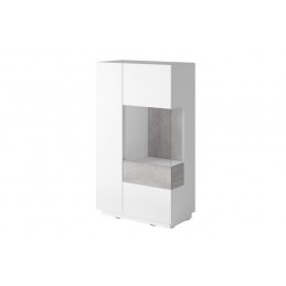 Wysoka komoda 2D1SZ Prawa SE44 SILKE biały / biały połysk - colorado beton