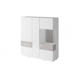 Wysoka komoda 3D1SZ SE46 SILKE biały / biały połysk - colorado beton