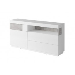 Wysoka komoda 1D SE47 SILKE biały / biały połysk - colorado beton