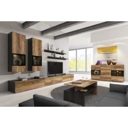 Meblościanka z komodą BAROS touchwood / orzech sattin