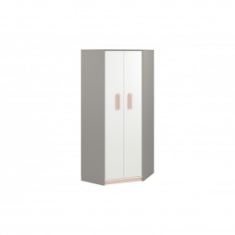 Szafa narożna AIQ AQ01 82 szara platyna / biały / pudrowy róż