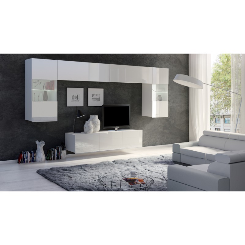 Meblościanka CALABRIA 2 biały / biały połysk