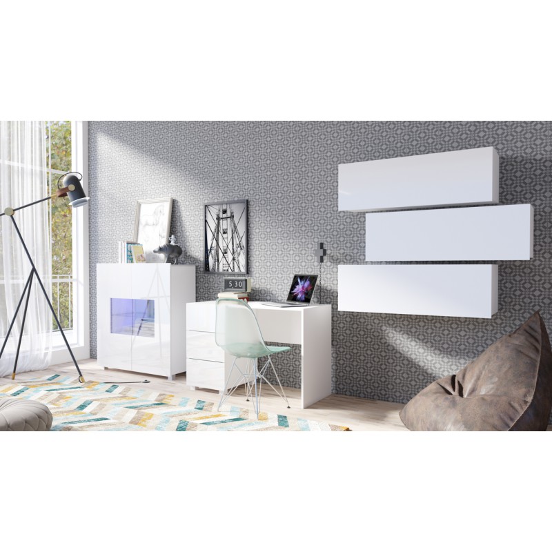 Meblościanka CALABRIA 9 biały / biały połysk