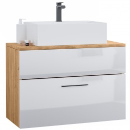 Szafka pod umywalkę z blatem LUPO / TIPO LP7 dąb artisan / biały połysk