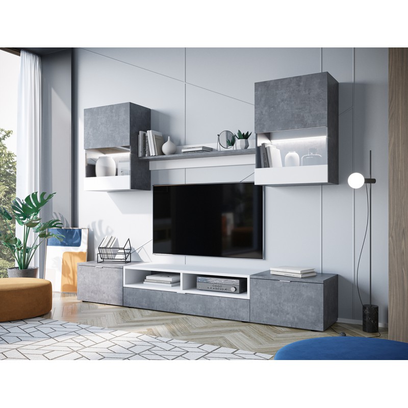 Nowoczesna meblościanka ALANI XL beton / biały