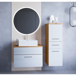 Łazienka BUSTO LED dąb artisan / biały połysk