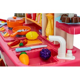 Multifunkcyjna Różowa Kuchnia Z Piekarnikiem, Lodówką I Płytą Gazową