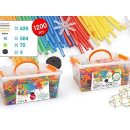 Słomki Konstrukcyjne, Klocki, Patyczki ok. 1200 Sztuk Kuferek