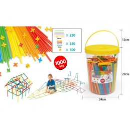 Słomki Konstrukcyjne, Klocki, Patyczki ok. 1000 Sztuk Wiaderko