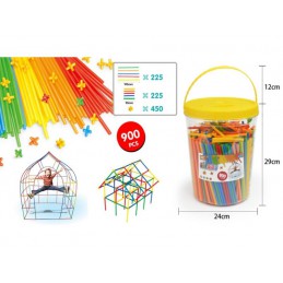 Słomki Konstrukcyjne, Klocki, Patyczki ok. 900 Sztuk Wiaderko