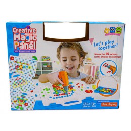 Edukacyjna Układanka,Puzzle,Klocki Kreatywna Mozaika, Wkrętarka 151 El Zestaw Konstrukcyjny 