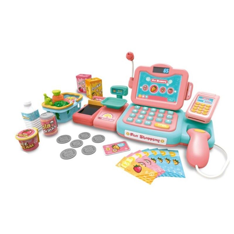 Edukacyjna sklepowa kasa fiskalna - mikrofon, waga, czytnik, akcesoria