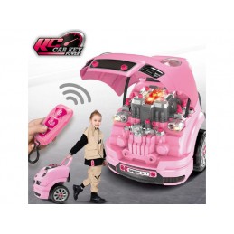 Zestaw Mechanika, Samochód Auto Silnik Do Rozkręcania, Warsztat 61 Elementów, Różowe Porsche