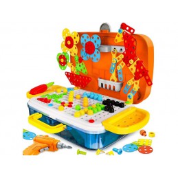 Kreatywna Mozaika W Walizce 258 el. Układanka 3D, Klocki, Wkrętarka Zestaw Konstrukcyjny