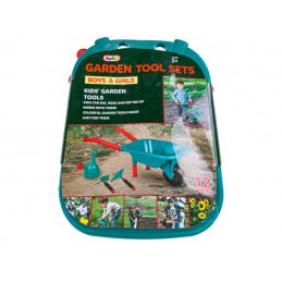 Zestaw Narzędzi Ogrodowych Dla Dzieci Taczka + Akcesoria 12 Elementów Motyka Konewka