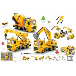 Ciężarówka 3w1, Samochód Ciężarowy Do Rozkręcania, Betoniarka, Koparka, Dźwig Z Hakiem