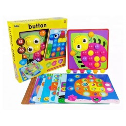Edukacyjna Guzikowa Układanka, Puzzle, Mozaika, Plansze + Kolorowe Guziczki Klocki