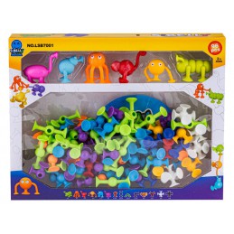 Klocki Konstrukcyjne, Kolorowe Przyssawki, Wesołe Buźki 96 Sztuk