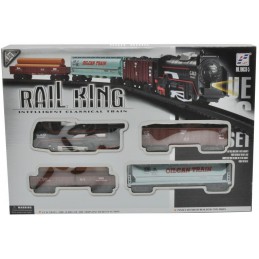 Kolejka rail king Parowóz + 3 Wagony