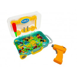 Układanka, Klocki, Kreatywna Mozaika, Wkrętarka 258 El. Walizka Na Kółkach Zestaw Konstrukcyjny