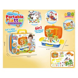 Kreatywna Mozaika W Walizce 251el. Układanka, Klocki + Wkrętarka Dinozaury Zoo Zestaw Konstrukcyjny