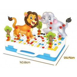 Kreatywna Mozaika ZOO W Walizce 198 el. Układanka 3D, Klocki, Wkrętarka Zestaw Konstrukcyjny   