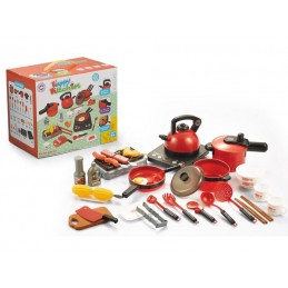 CZERWONY Zestaw Kuchenny Do Gotowania, Garnek, Czajnik, Patelnia, Akcesoria