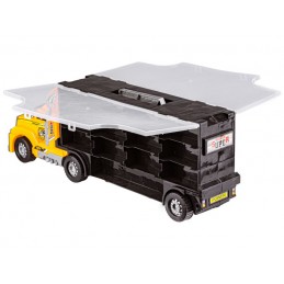 Ciężarówka, Transporter + Auta, Otwierana Laweta, Pojazdy Budowlane 8w1, Światło, Dźwięk