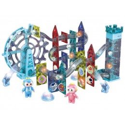 Świecące Klocki Magnetyczne, Tor Kulkowy Dla Kulek 129 Elementów Kulodrom