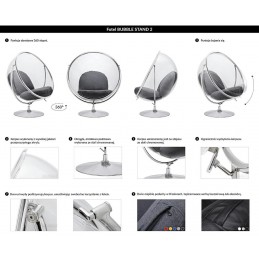 Fotel BUBBLE STAND 2 poduszka biała - akryl, chrom, ekoskóra