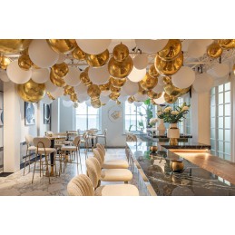 RICHMOND krzesło barowe XENIA 65 cm WHITE BOUCLÉ białe