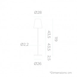 NEW GARDEN lampa podłogowa LOLA SLIM 120 SOLAR & BATTERY brass