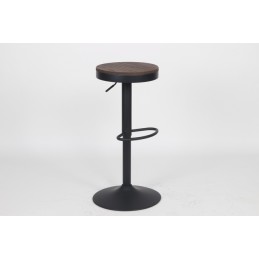 Krzesło barowe VOLT regulowane czarne / ciemny wiąz