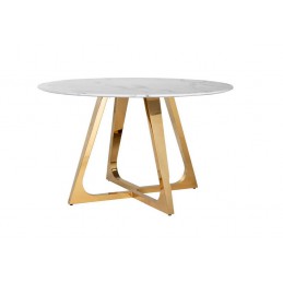 RICHMOND stół DYNASTY 130 złoty  - konglomerat imitujący marmur, stal