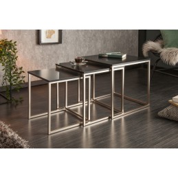 INVICTA zestaw stolików NEW ELEMENTS czarny - MDF, podstawa chromowana