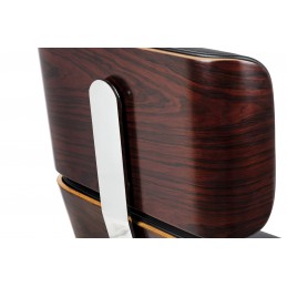 Fotel biurowy LOUNGE BUSINESS czarny - sklejka różana, skóra naturalna, stal polerowana