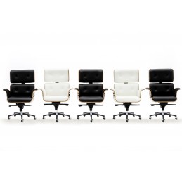 Fotel biurowy LOUNGE BUSINESS czarny - sklejka różana, skóra naturalna, stal polerowana