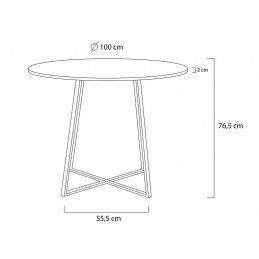 Stół CARAT 100 - MDF, złota podstawa