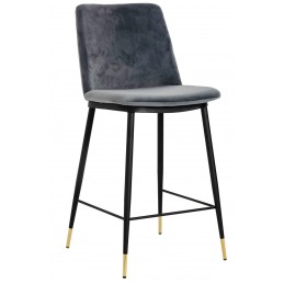 Krzesło barowe DIEGO 65 ciemny szary - welur, podstawa czarno złota