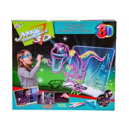 Magiczna, Podświetlana Tablica Do Malowania + Okulary 3D DINOZAURY