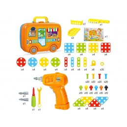 Kreatywna Mozaika W Walizce 258 el. Układanka 3D, Klocki, Wkrętarka Zestaw Konstrukcyjny