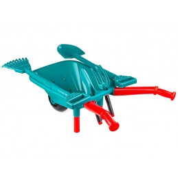 Zestaw Narzędzi Ogrodowych Dla Dzieci Taczka + Akcesoria 18 Elementów Grabki Łopata Konewka